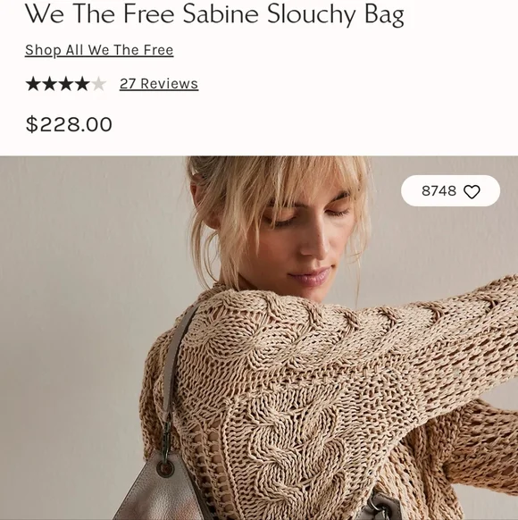 We The Free Sabine Slouchy Bag Washed Toffee Color - Picture 10 of 11